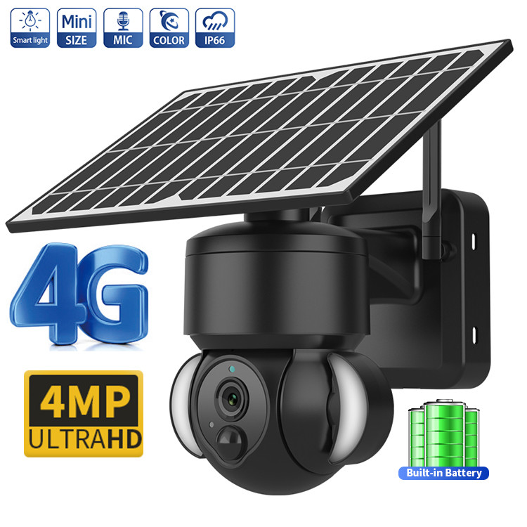 2K Wireless WiFi 360 Degree Ptz Camera , Solar Security Camera Battery ...