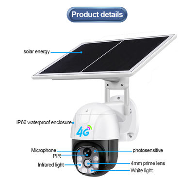 4G LTE Outdoor Solar Powered Cellular Security Camera PIR Motion Detection